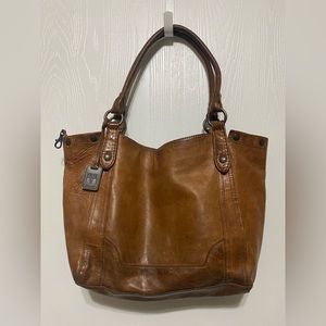 Frye Melissa Handbag Purse Leather Shoulder Bag Snaps $358 Retail Ink Marks GUC